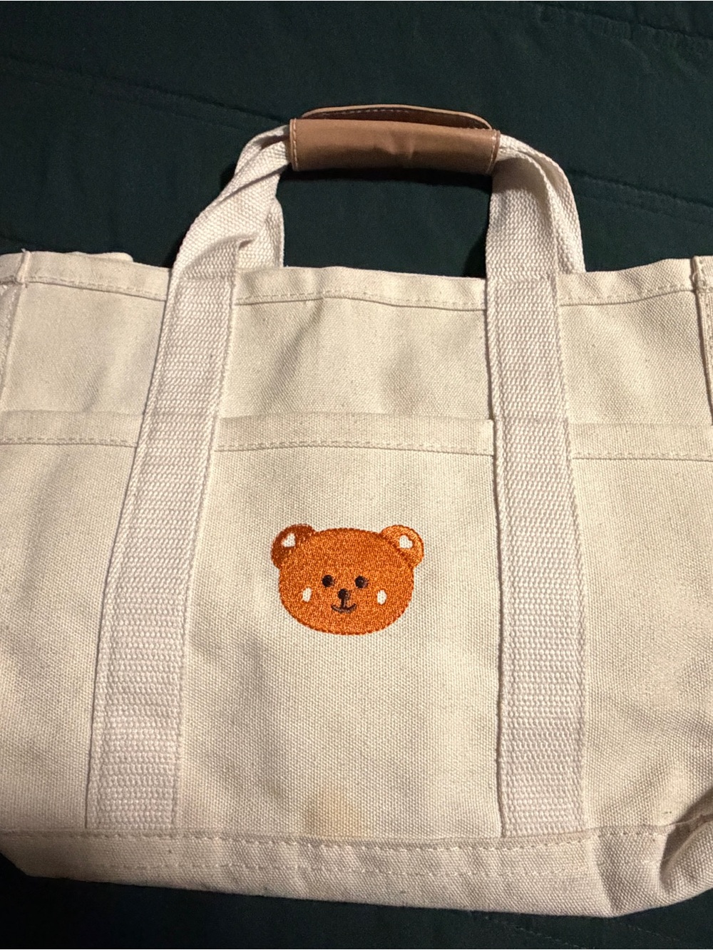 Baby Bear Canvas Diaper Tote Bag Multi-Compartment Organizer